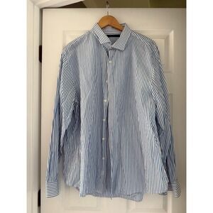 Perry Ellis Striped Classic Button Down Shirt 90s Butter Mom